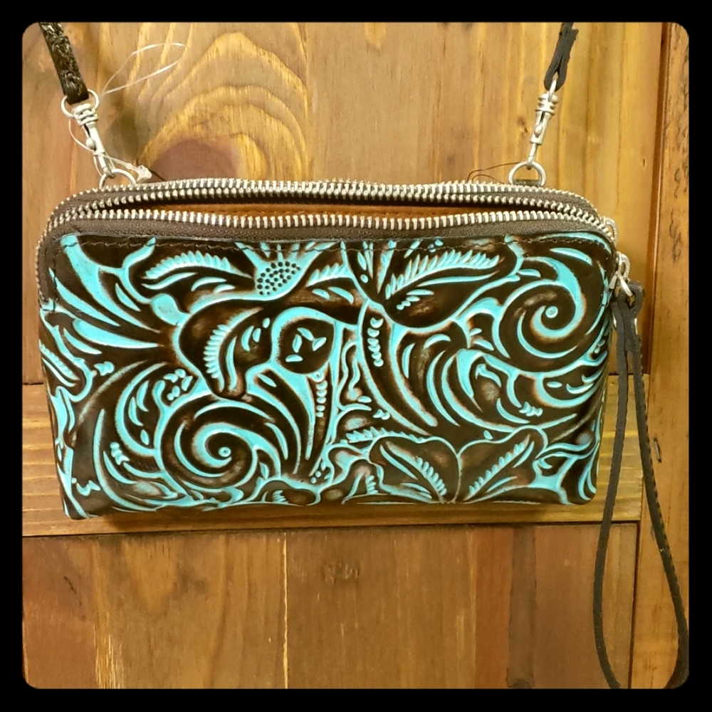 NWT PATRICIA NASH TOOLED TURQUOISE MELISSANA BAG